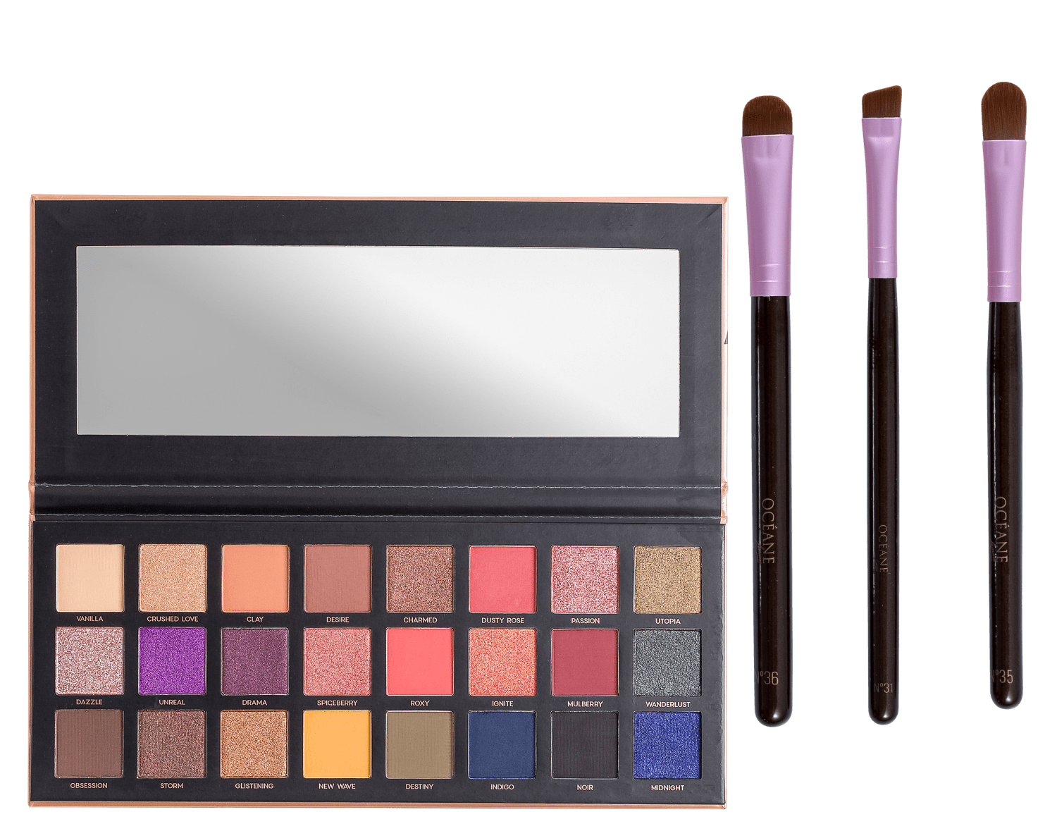 Kit Océane 24 Eyeshadow Palette Eye Brushes 4 Produtos
