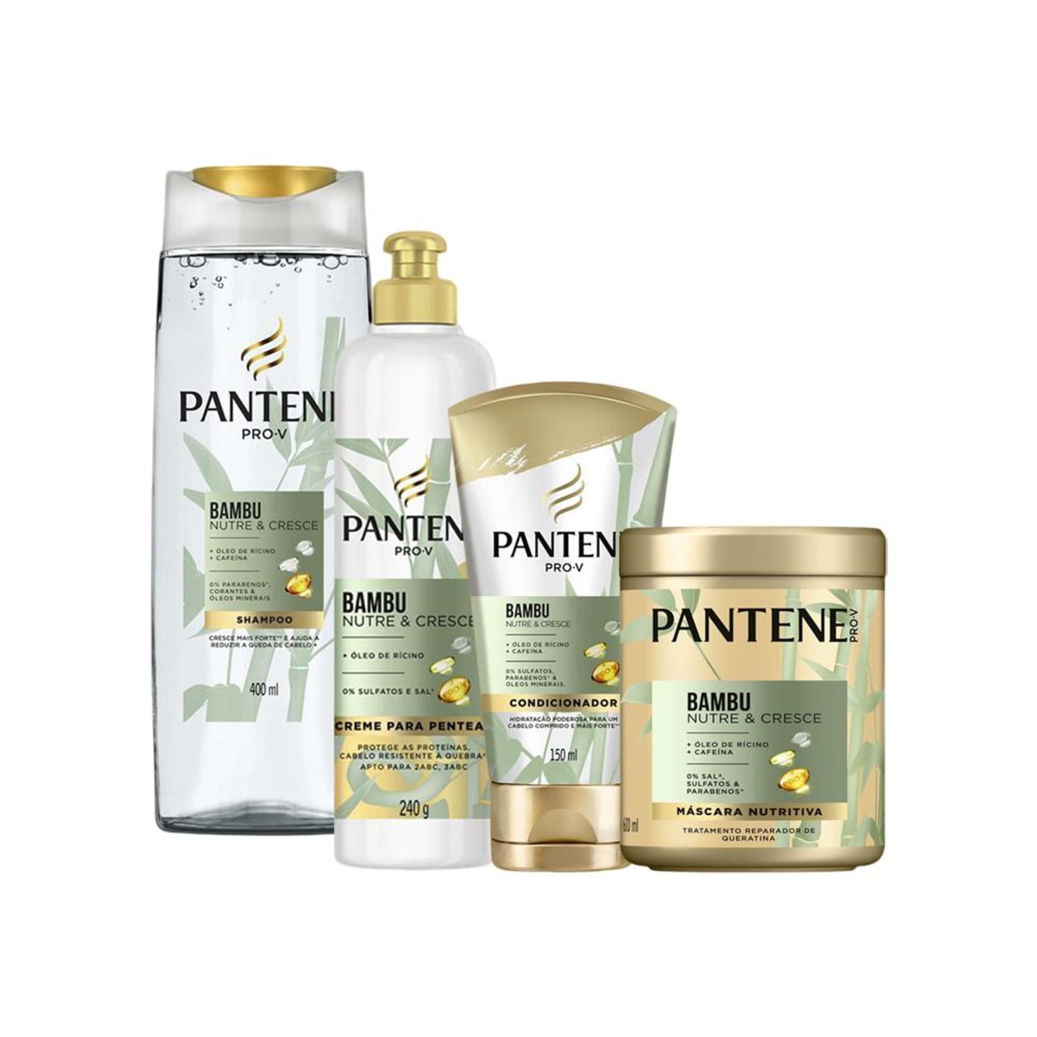 Kit Pantene Bambu Shampoo Condicionador Máscara Capilar Creme De Pentear