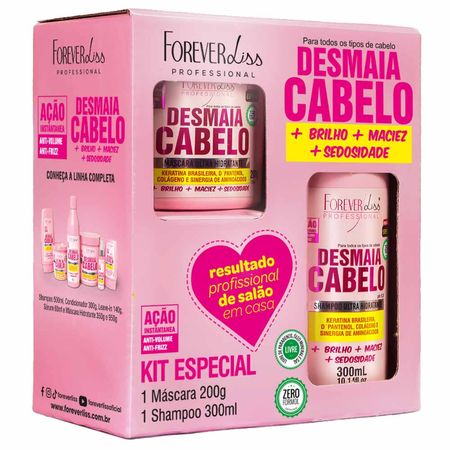Kit Forever Liss Especial Desmaia Cabelo Shampoo Máscara