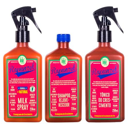 Kit Lola Cosmetics Rapunzel Fortalecedor 1 Shampoo 250ml Tratamento Antiqueda 230ml Leave In 230ml