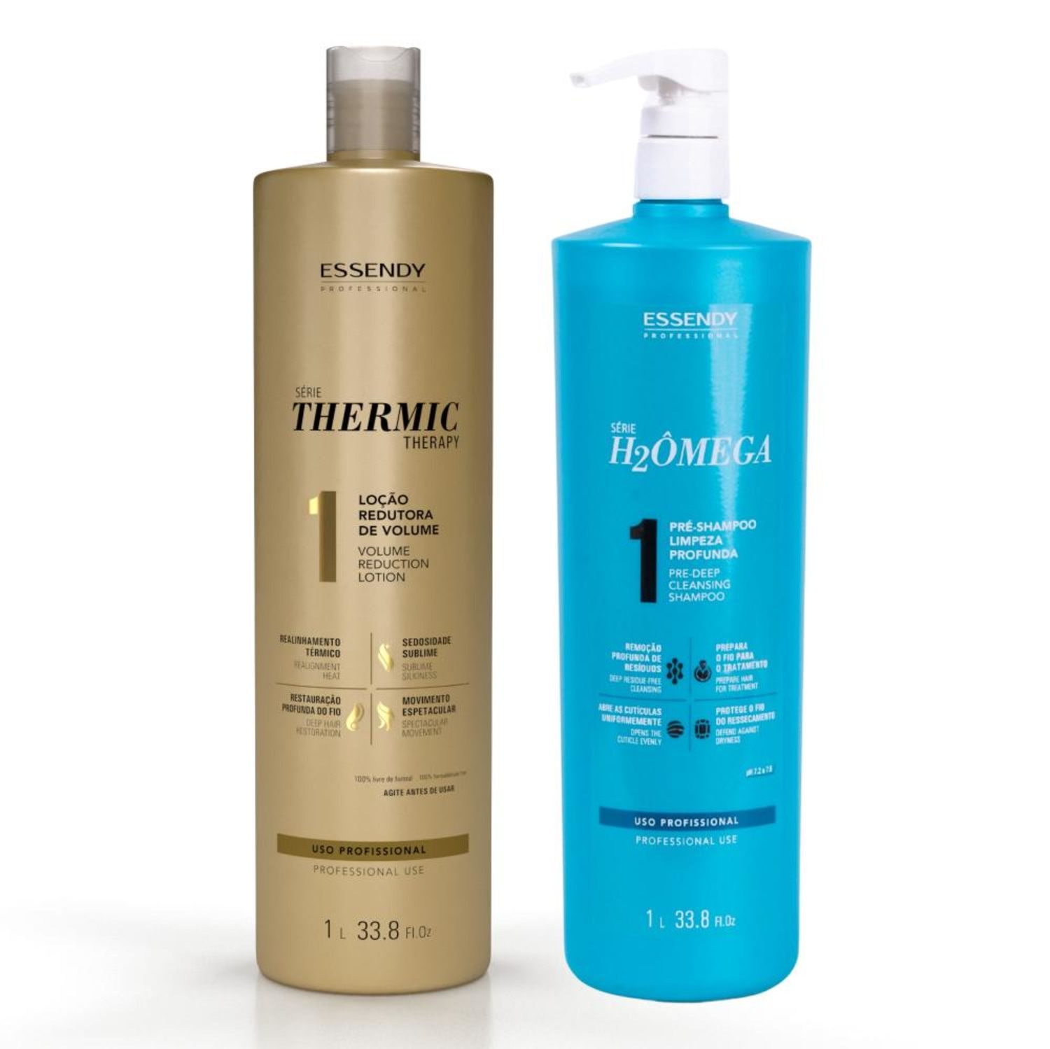 Kit Progressiva e Botox e Redutor de Volume H2omega Thermic Therapy 1000ml + Shampoo Limpeza 1000ml