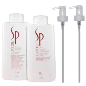 Kit Wella SP Luxe Oil Shampoo 1 Litro Condicionador 1 Litro 2 Válvulas Pump Kit Wella SP Luxe Oil Shampoo 1 Litro Condicionador 1 Litro 2 Válvulas Pump