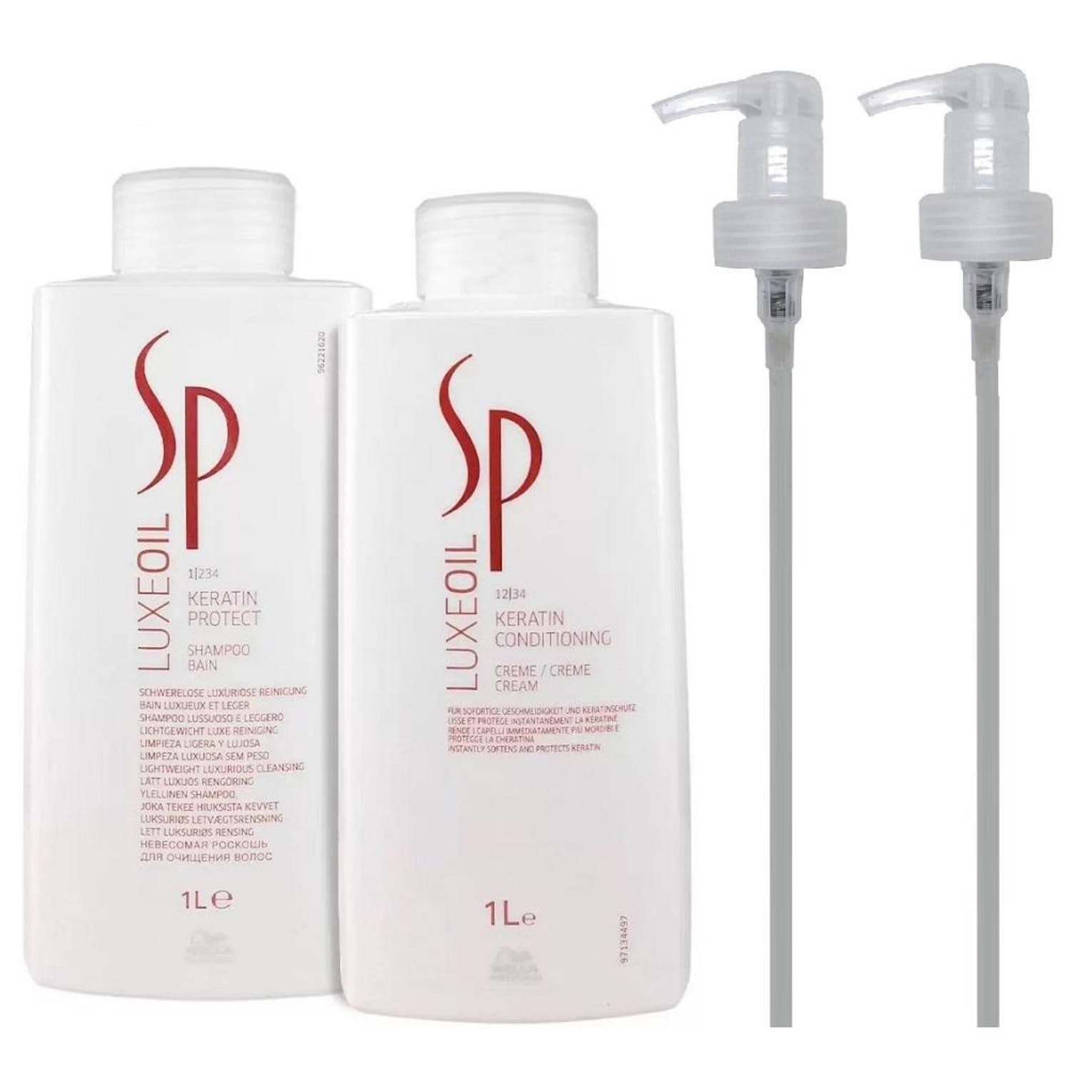 Kit Wella SP Luxe Oil Shampoo 1 Litro Condicionador 1 Litro 2 Válvulas Pump