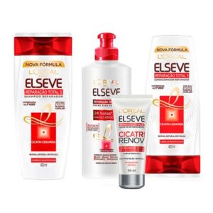 Kit L’Oréal Paris Elseve Reparação Total 5 Shampoo Condicionador Creme de Pentear Leave In Kit L’Oréal Paris Elseve Reparação Total 5 Shampoo Condicionador Creme de Pentear Leave In