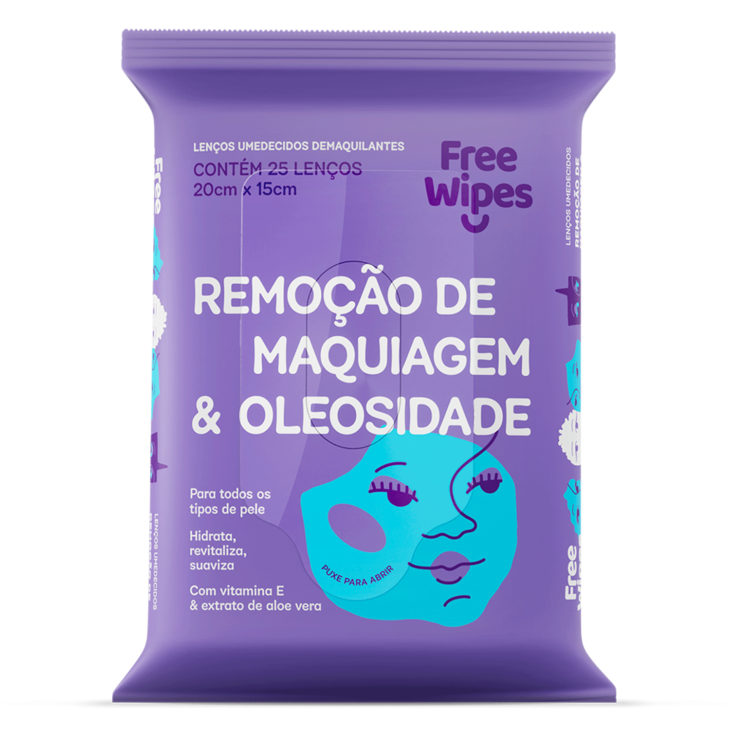Lenço Umedecido Demaquilante Free Wipes 25 Unidades