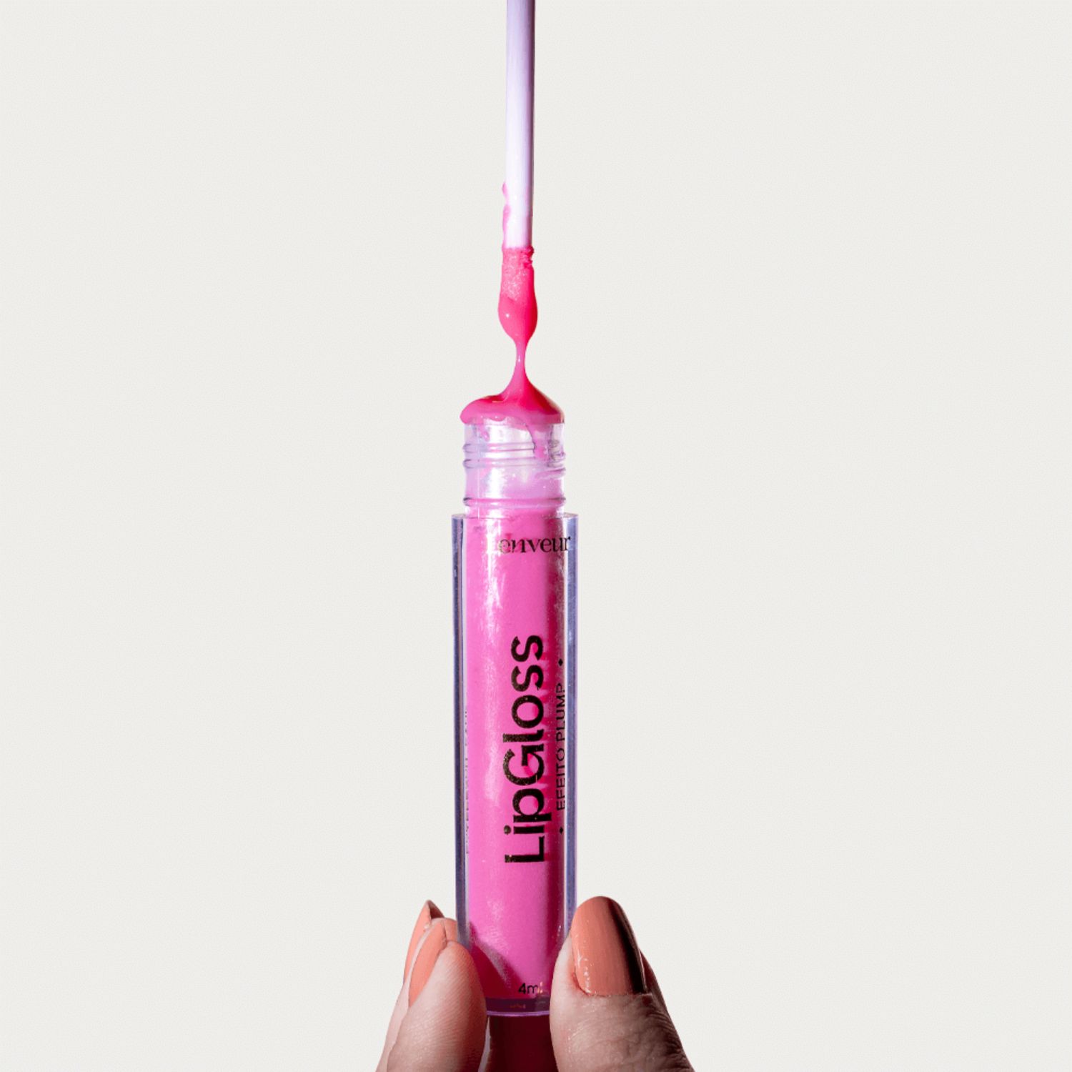 Lip Gloss Plump Bubblegum Pink Lenveur com Efeito Botox Sabor Tutti Frutti 4ml