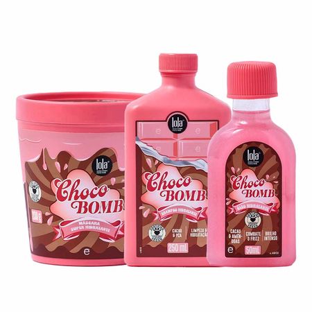 Kit Lola Cosmetics Chocobomb Óleo Máscara Shampoo Para Todos os Tipos de Cabelo