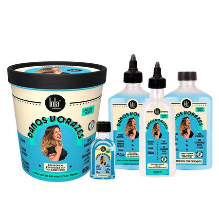 Kit Lola Cosmetics Danos Vorazes Shampoo Máscara Finalizador Oleo Booster