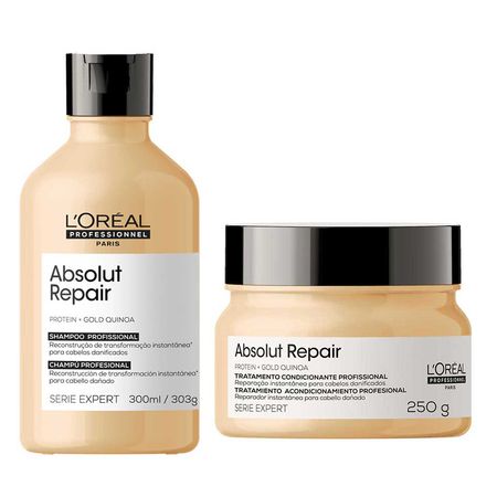 Kit Loreal Professionnel Absolut Repair Gold Quinoa Protein Shampoo Máscara
