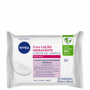 Lenço de Limpeza Facial NIVEA Ação Hidratante 3 em 1 25 Unidades