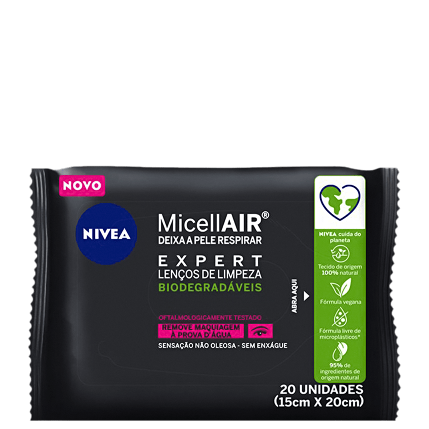 Lenço de Limpeza Facial NIVEA MicellAIR Expert 20 Unidades