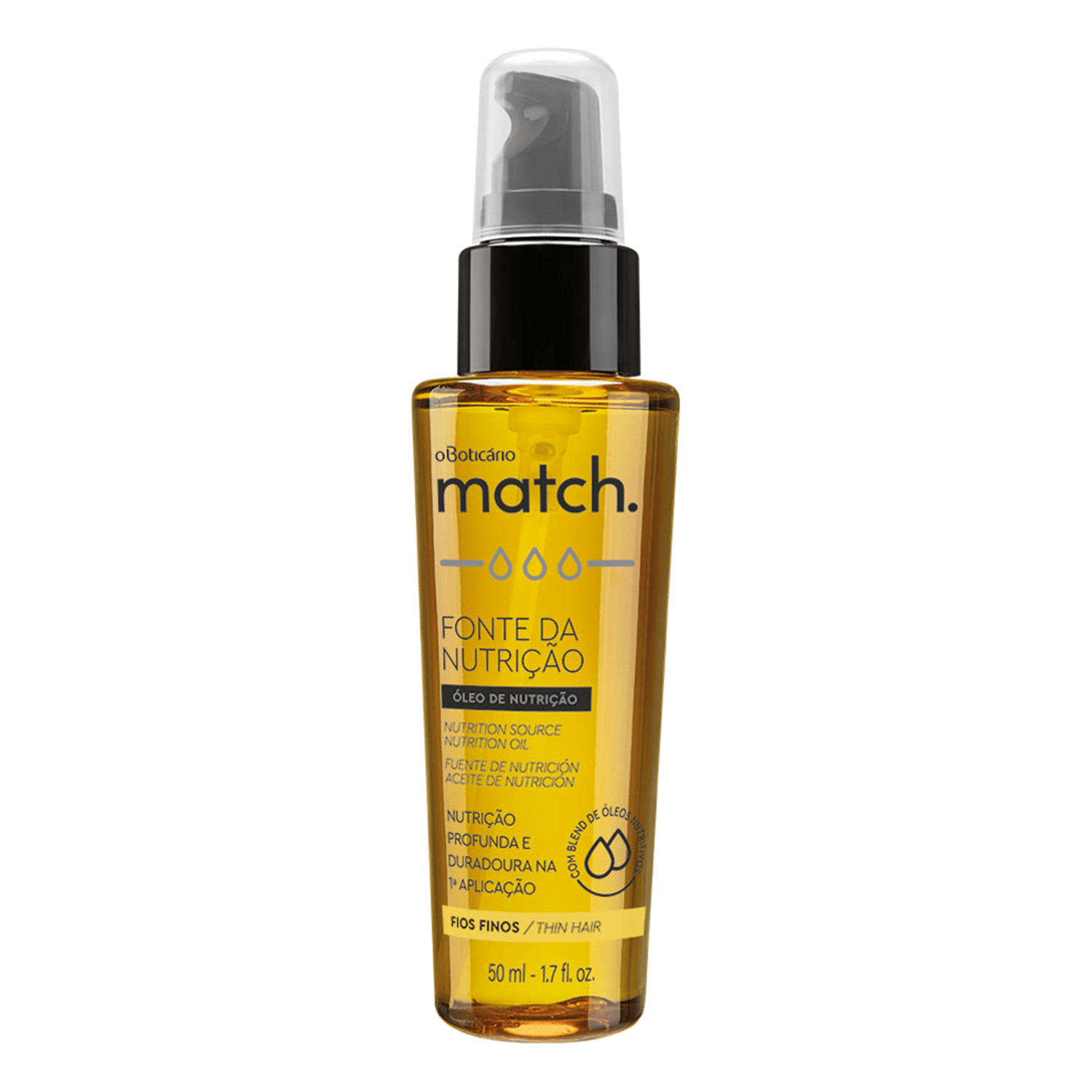 Óleo Capilar O Boticário Match Fonte da Nutrição Fios Finos 50ml