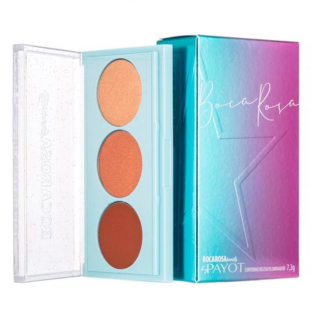 Paleta de Maquiagem Trio Contorno, Blush e Iluminador Boca Rosa Beauty by Payot