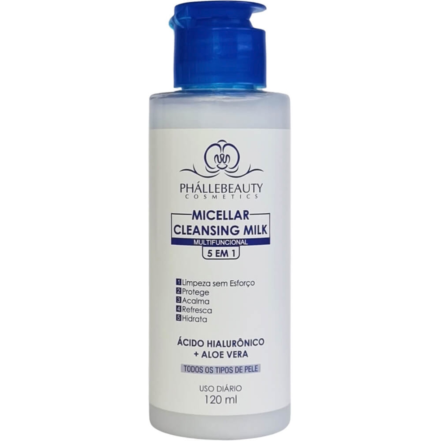 Demaquilante Facial Phállebeauty Micellar Cleansing Milk Multifuncional 120ml