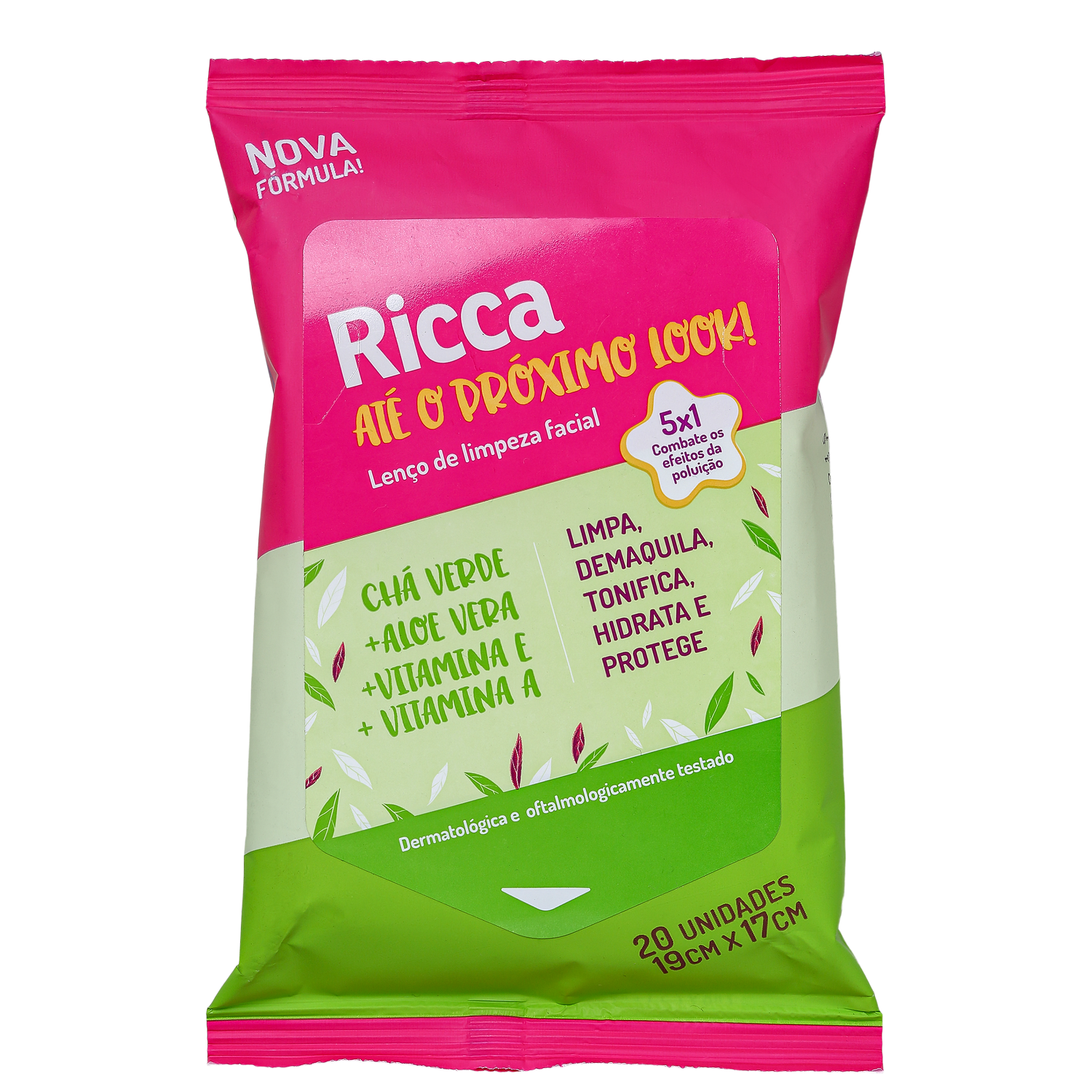 Lenço Demaquilante Ricca 5 em 1 20 Unidades