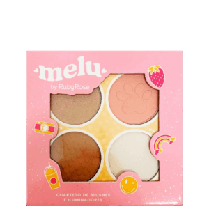 Paleta de Blush e Iluminador Ruby Rose Melu 13.2g