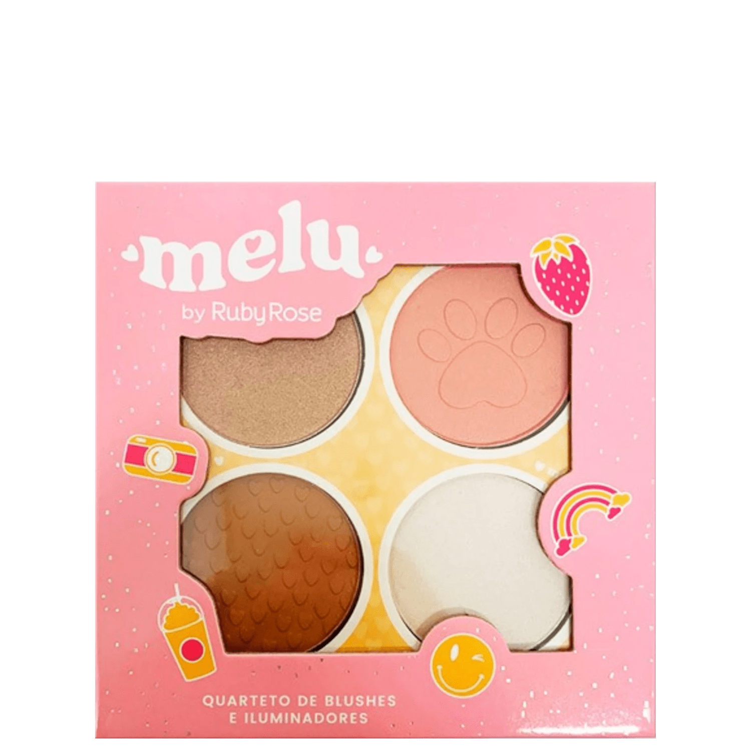 Paleta de Blush e Iluminador Ruby Rose Melu 13.2g