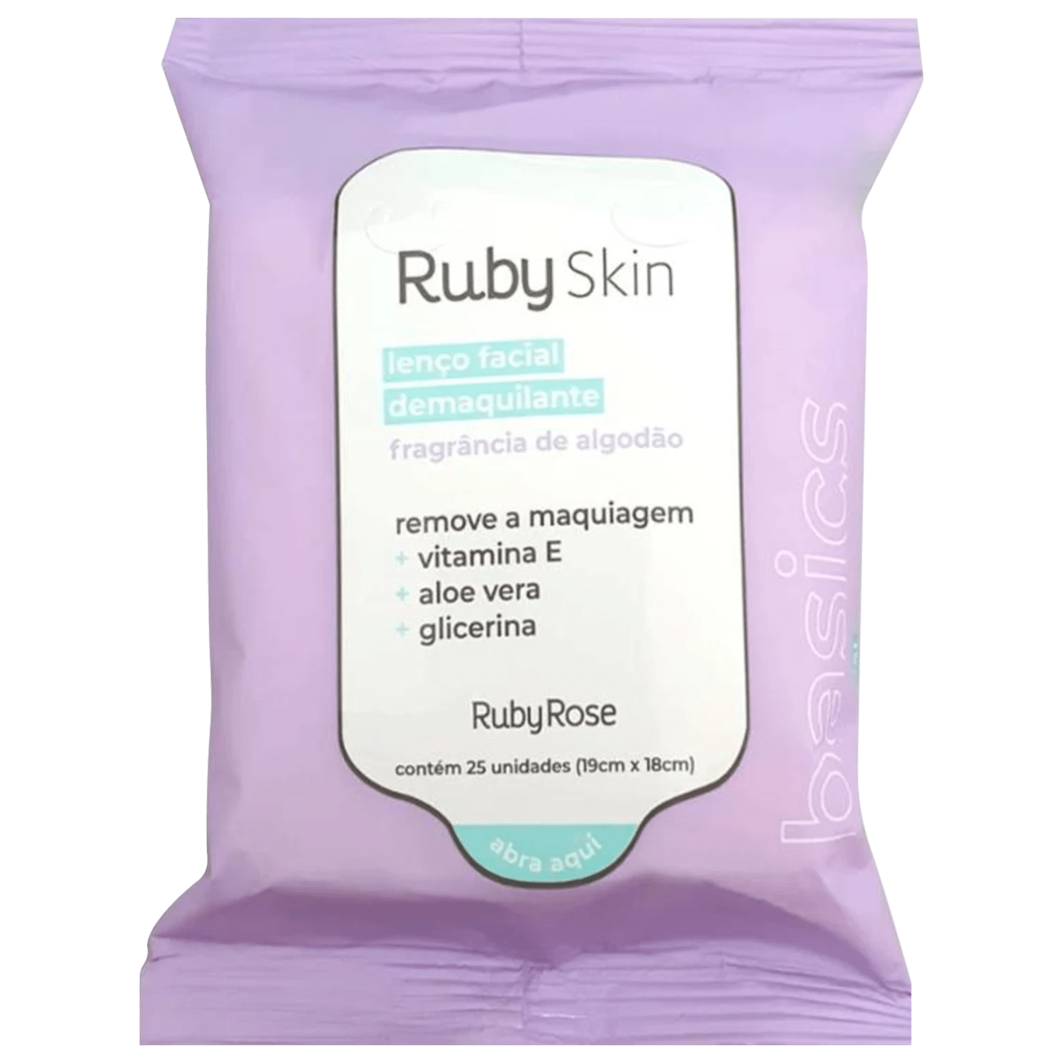 Lenço Demaquilante Ruby Rose Ruby Skin 25 Unidades