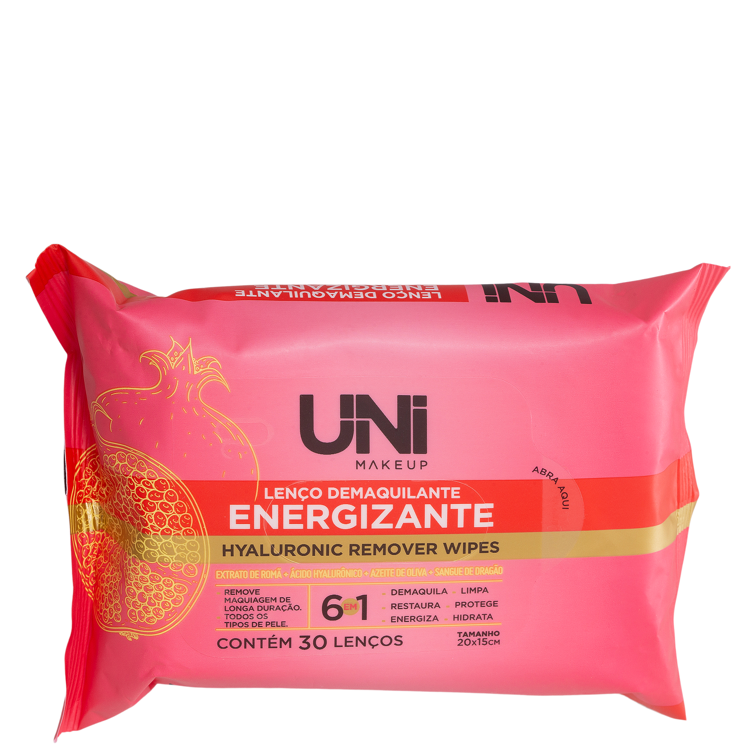 Lenços Demaquilantes UNImakeup Hyaluronic Remover Wipes 30 Unidades