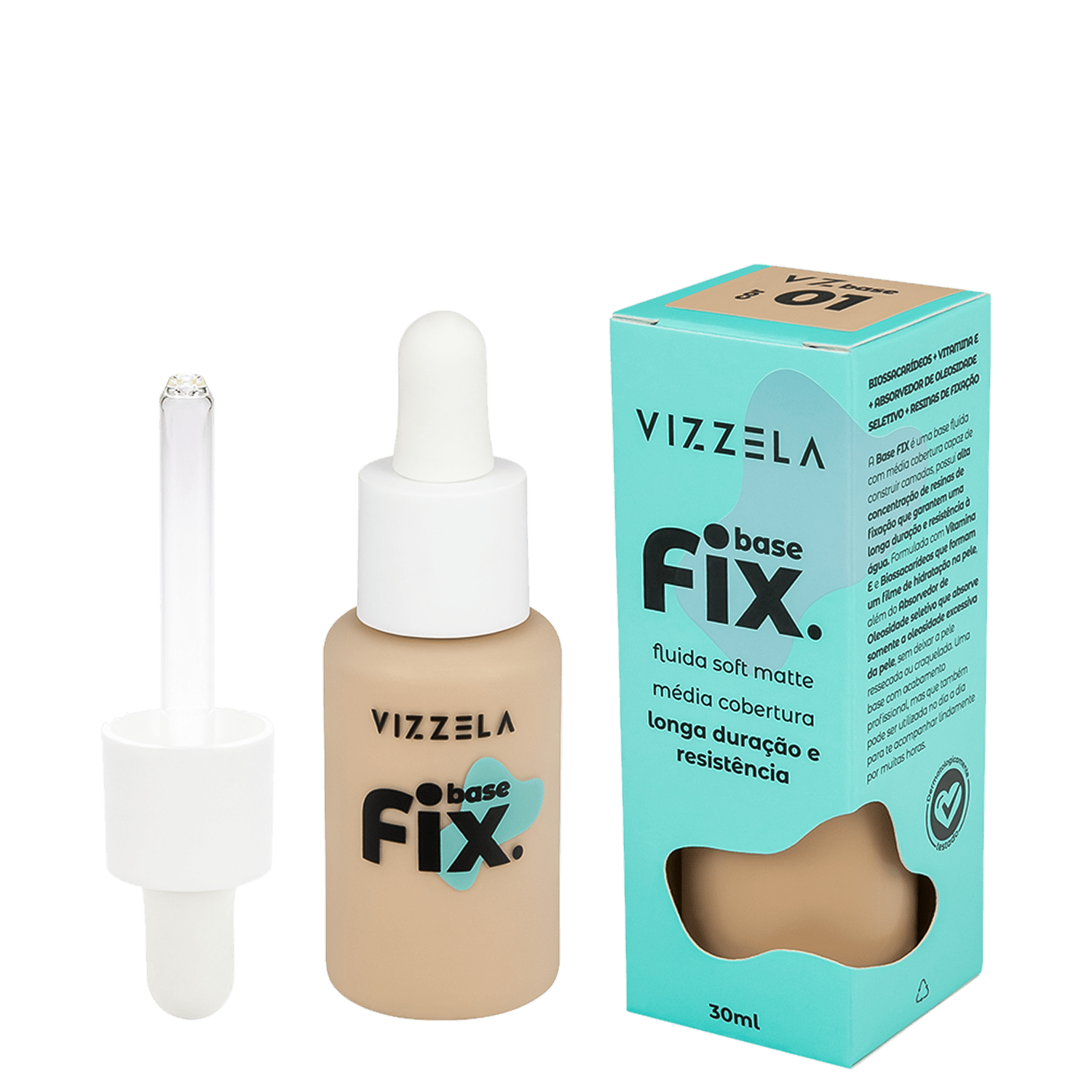 Base Líquida Vizzela Cosméticos Fix Cor 1 30ml
