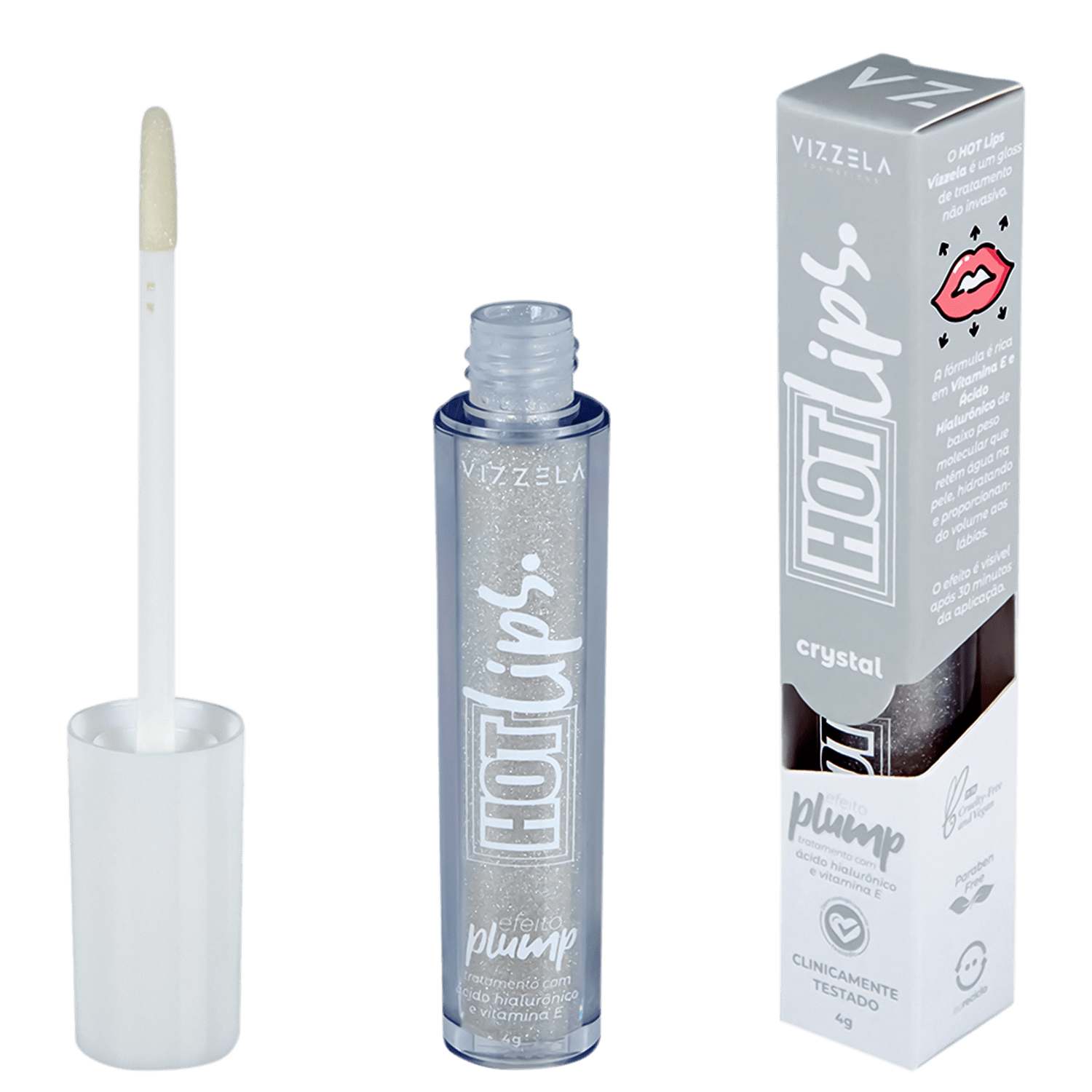 Gloss Labial Vizzela Cosméticos Hot Lips Crystal 4g