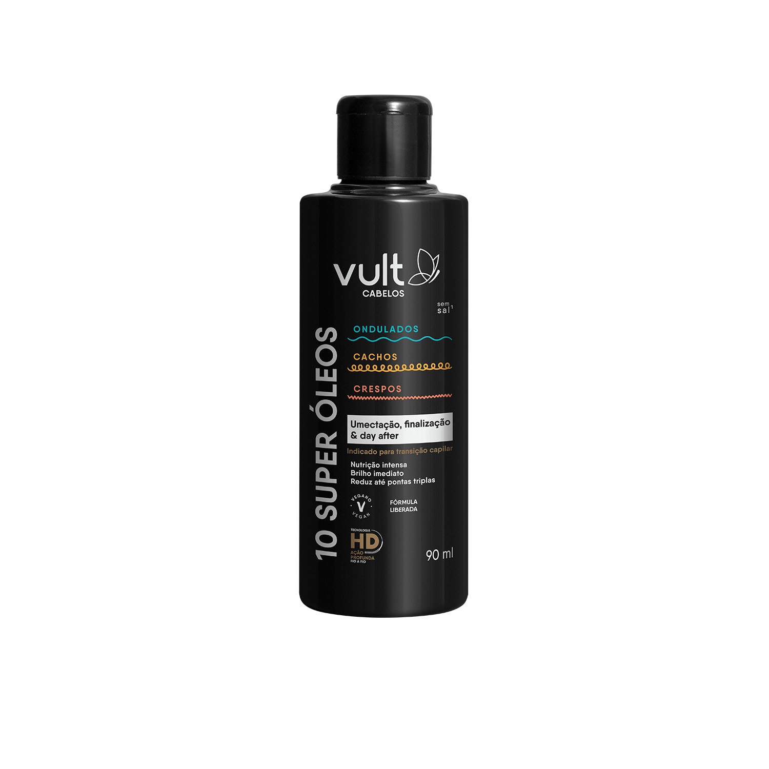 Óleo Capilar Vult Cabelos 10 Super Óleos Ondulados, Cacheados e Crespos 90ml