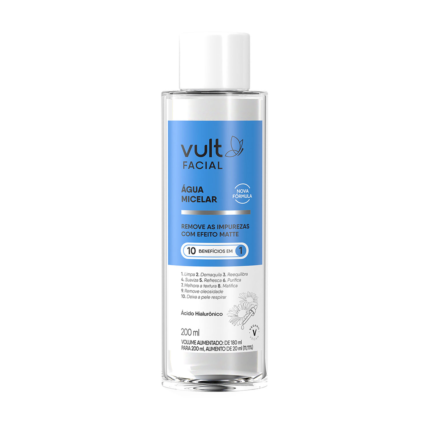 Água Micelar Facial Vult Facial 10 em 1 200ml