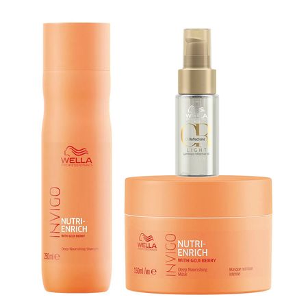 Kit Wella Professionals Invigo Nutri Enrich Shampoo Máscara Oleo Capilar Light 30ml