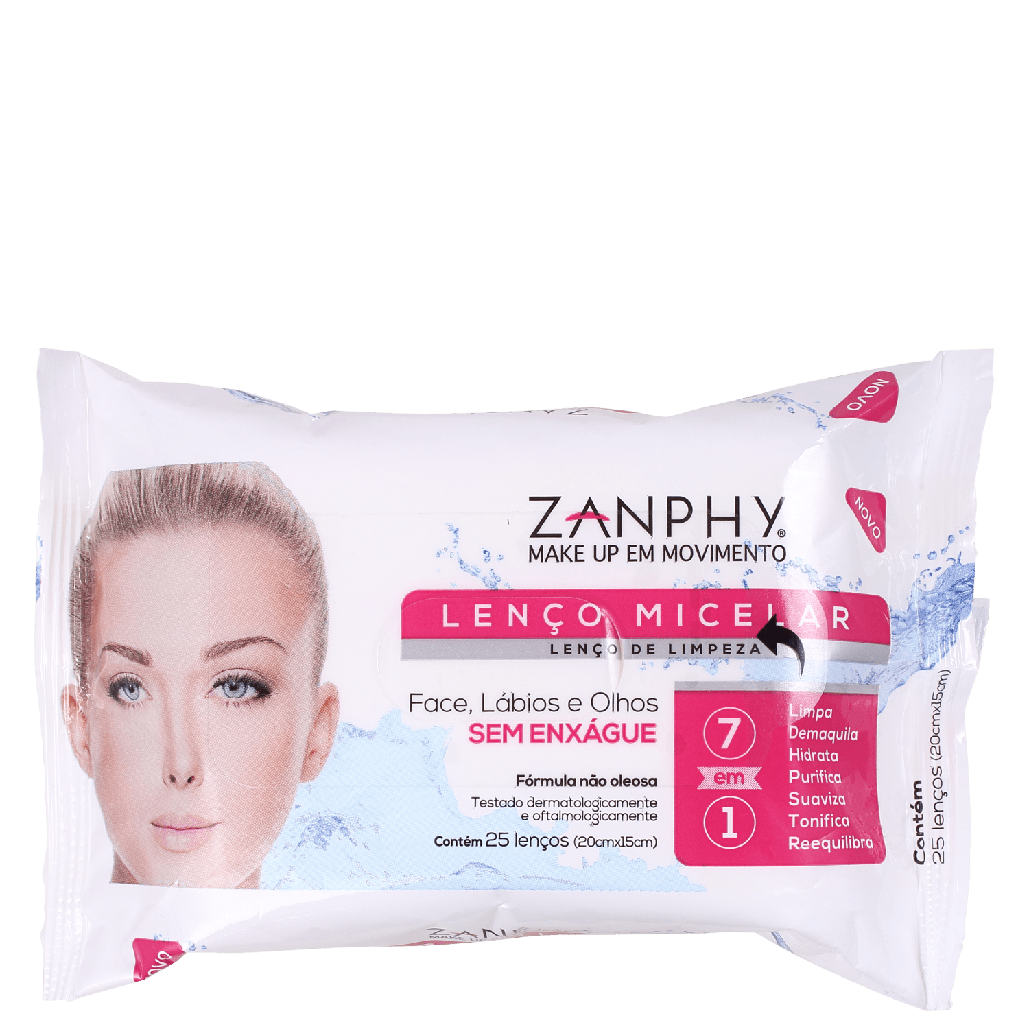 Lenço Demaquilante Zanphy 7 Em 1 Micelar 25 Unidades