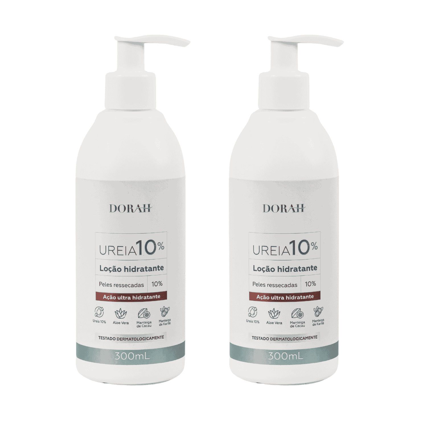 Loção de Uréia 10% com Aloe Vera Manteiga de Cacau e Karitê Dorah Beauty & Wellness 300ml 2 Unidades