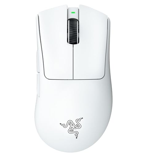Razer Mouse para jogos sem fio DeathAdder V3 Pro: ergonômico leve de 64 g - Sensor óptico de 30K DPI - Interruptores ópticos de 3ª geração - 8 controles programáveis - Bateria de até 90 horas - Branco