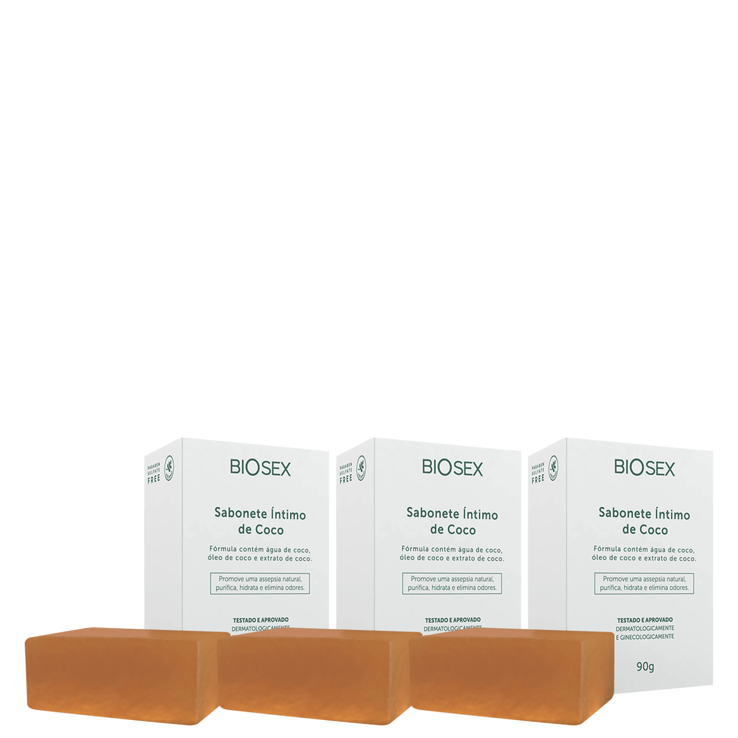 Sabonete Íntimo em Barra A Sós Biosex Coco 3 unidades