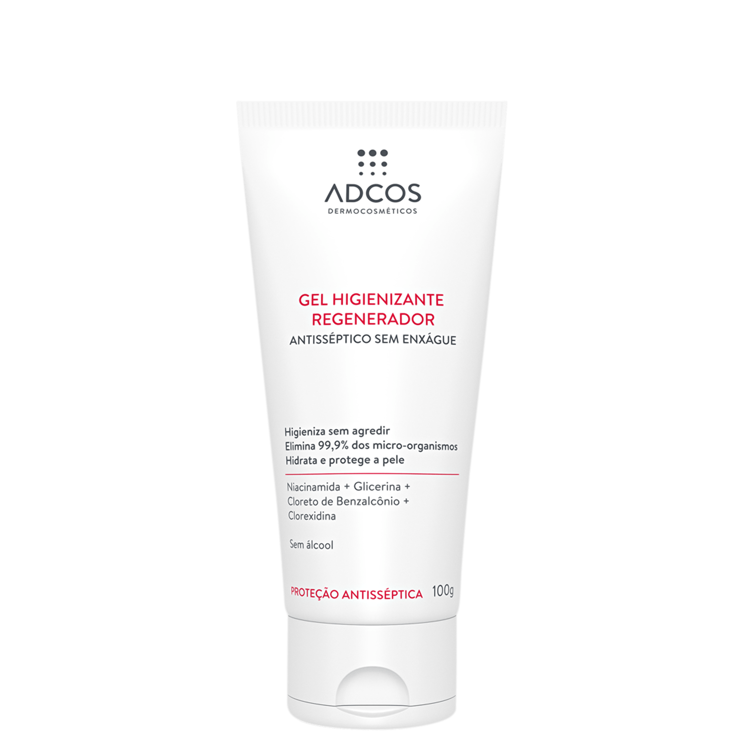 Gel Antisséptico Adcos Higienizante Regenerador Álcool Gel 100g