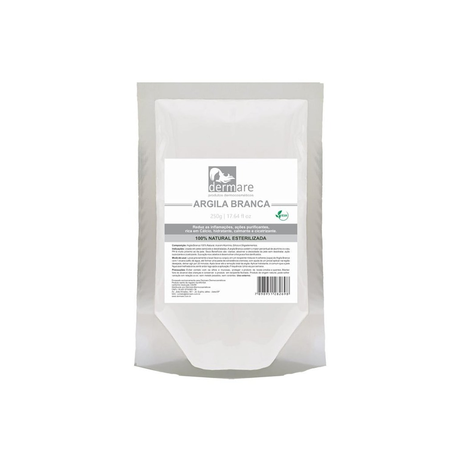 Argila Branca Facial e Corporal Dermare 250g