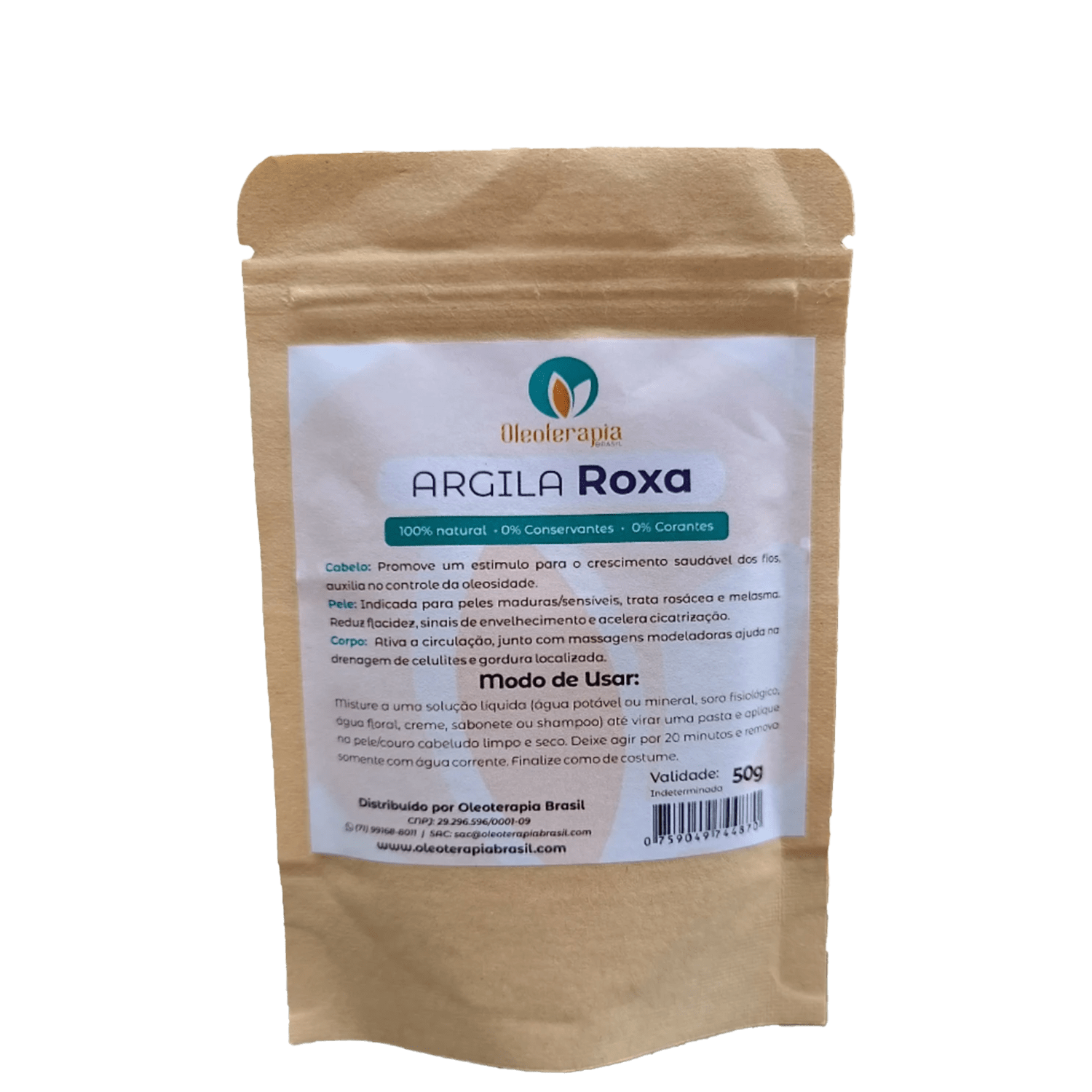 Argila Roxa Oleoterapia Brasil 100% natural rosto cabelo e corpo 50g