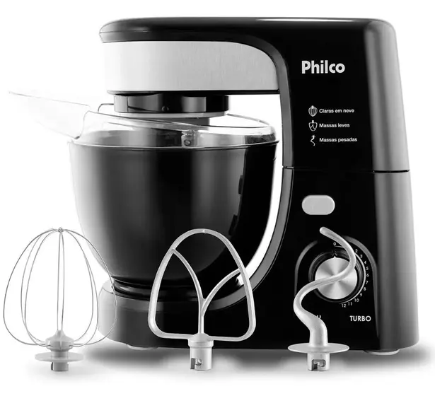 Batedeira Planetária Philco 700W 12 Velocidades 4.5L Preta 127V