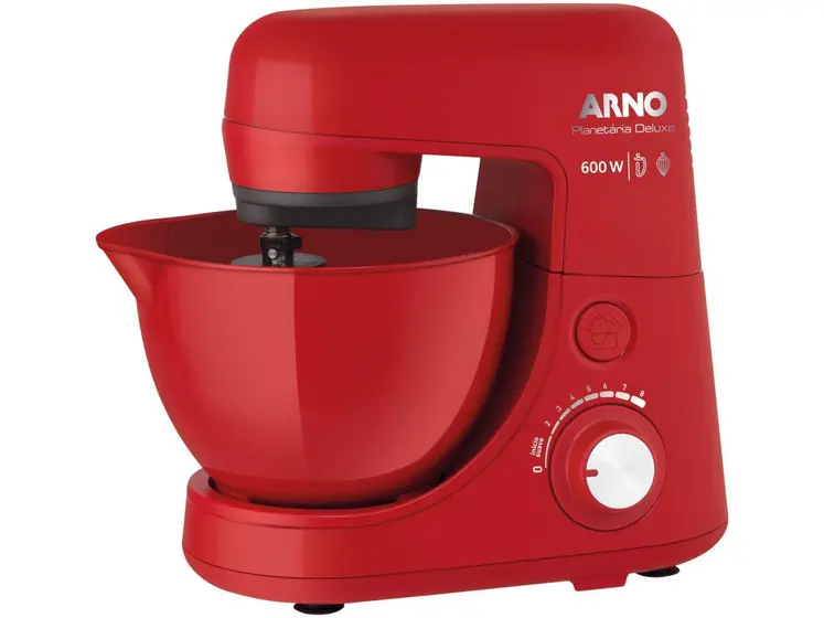 Batedeira Planetária Arno Deluxe 600W 8 Velocidades Vermelha com 2 Batedores SX35