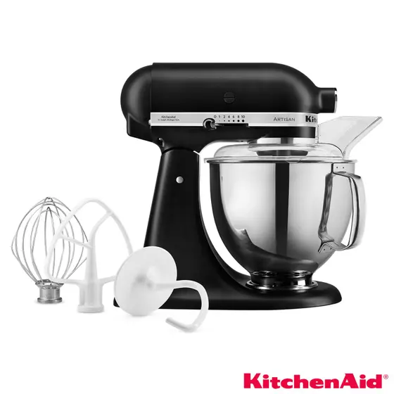 Batedeira Planetária KitchenAid Stand Mixer Artisan 10 Velocidades com 3 Batedores Black Matte