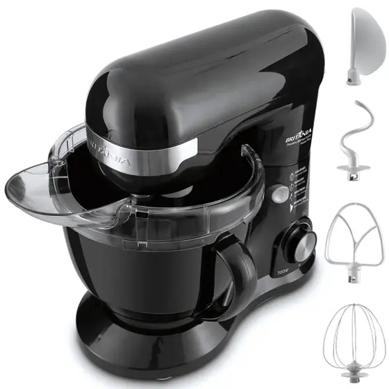 Batedeira Planetária Britânia Power Plus 700W 4 Batedores Preta