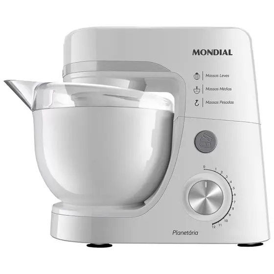Batedeira Planetária Mondial 700W 4.5L Branco 220V BP-03-W
