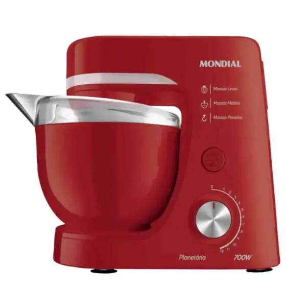 Batedeira Planetária Mondial com 3 Batedores Vermelha 220V BP-03