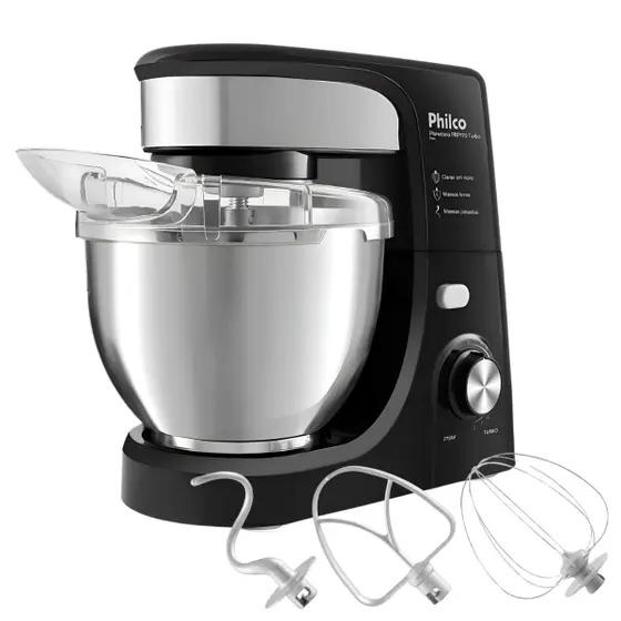 Batedeira Planetária Philco Turbo 775W com 3 Batedores e Bowl Inox