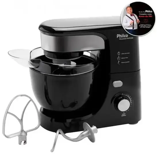 Batedeira Planetária Philco Turbo 500W Preto 127V PHP500