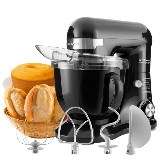 Batedeira Planetária Britânia Turbo Power Plus Preto 110V 60Hz BBP760P
