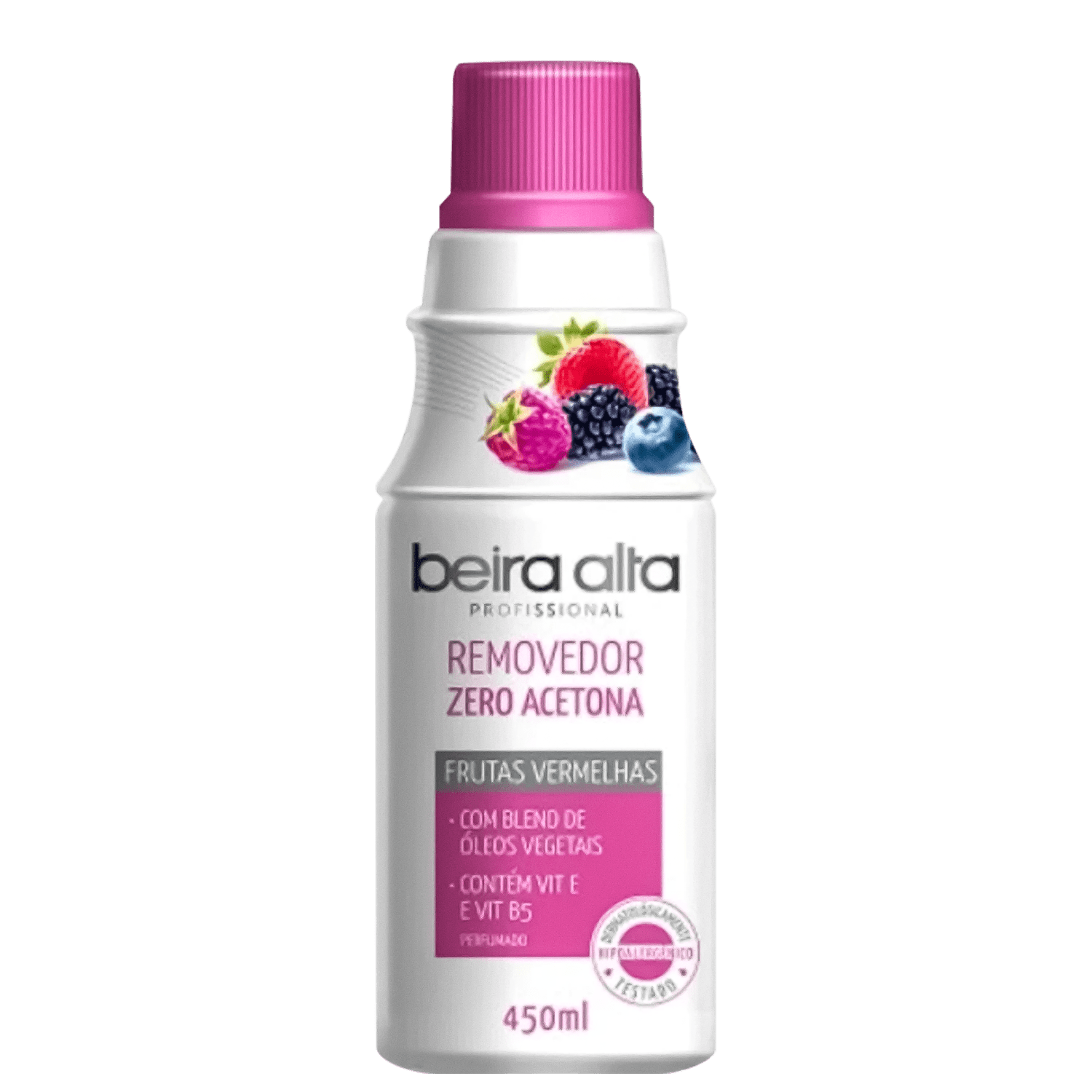 Removedor de Esmalte Beira Alta Zero Acetona Frutas Vermelhas 450ml