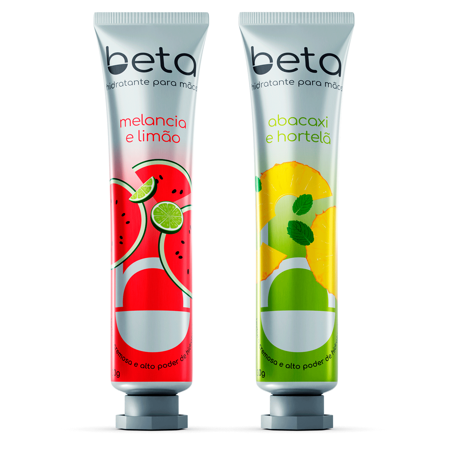 Kit Creme Hidratante Beta Abacaxi e Hortelã Melancia e Limão 30g 2 Unidades