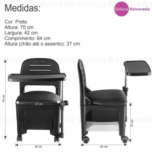 Cadeira Dompel Cirandinha Para Manicure Bari Preto 1 Unidade