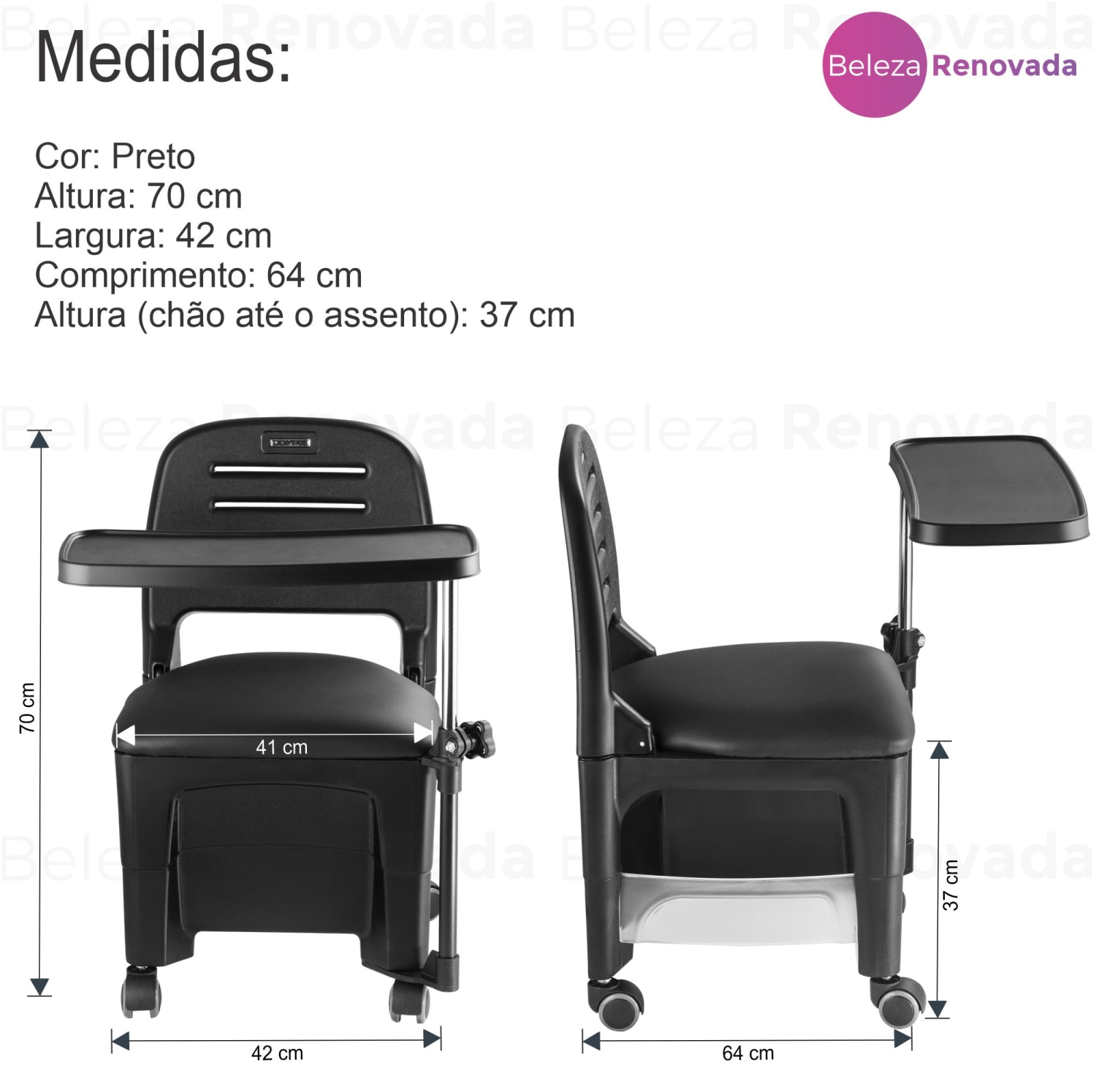 Cadeira Dompel Cirandinha Para Manicure Bari Preto 1 Unidade