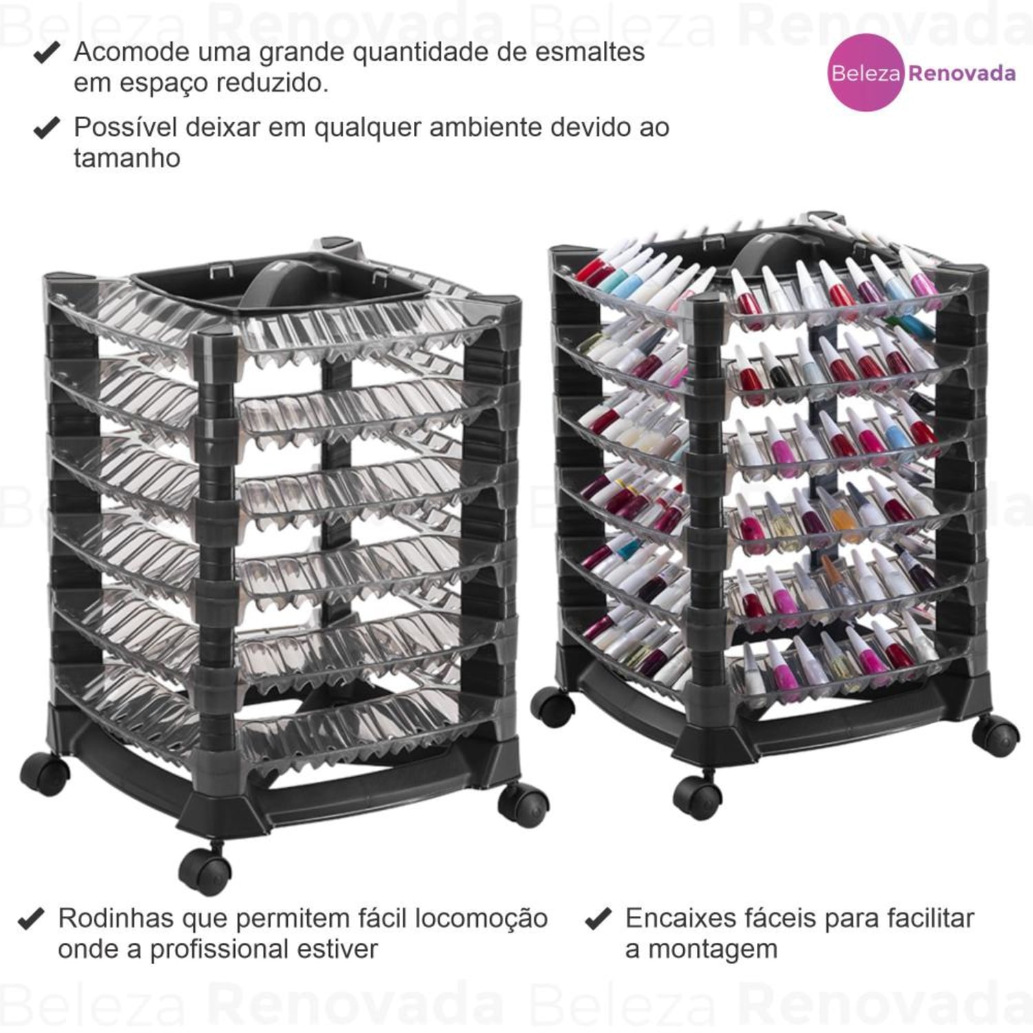 Carrinho Auxiliar Manicure Organizador Expositor 168 Esmaltes 1 Unidade