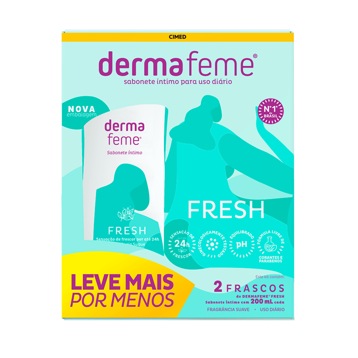 Sabonete Líquido Íntimo Cimed Dermafeme Fresh 2 unidades